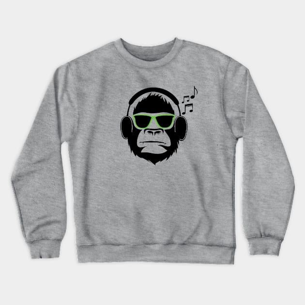 Jamming Gorilla- Green Crewneck Sweatshirt by ACGraphics